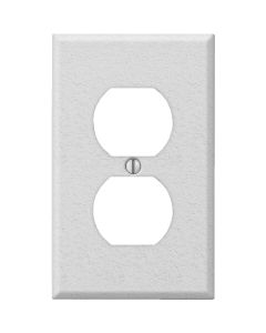 Amerelle PRO 1-Gang Stamped Steel Outlet Wall Plate, White Wrinkle