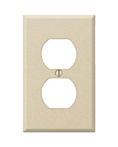 Amerelle PRO 1-Gang Stamped Steel Outlet Wall Plate, Ivory Wrinkle