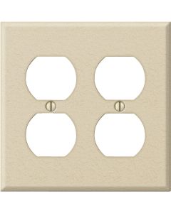 Amerelle PRO 2-Gang Stamped Steel Outlet Wall Plate, Ivory Wrinkle