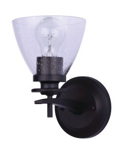 Home Impressions 1-Bulb Oil Rubbed Bronze Vanity Bath Light Fixture, Seeded Glass