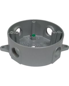 Southwire 4 In. Dia. 1/2 In. 5-Outlet Gray Weatherproof Round Box