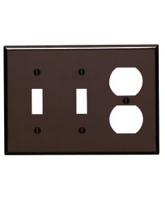 Leviton 3-Gang Plastic 2-Toggle/Duplex Outlet Wall Plate, Brown