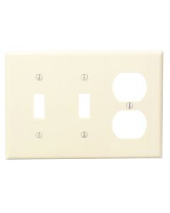Leviton 3-Gang Plastic 2-Toggle/Duplex Outlet Wall Plate, Ivory
