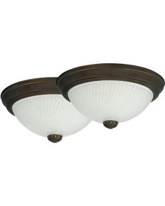Home Impressions 11 In. Oil Rubbed Bronze Incandescent Flush Mount Ceiling Light Fixture (2-Pack)