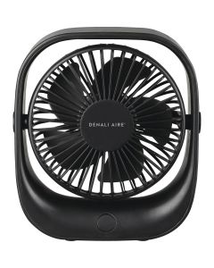 Denali Aire 5 In. 3-Speed Black Rechargeable USB Table Fan