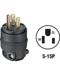 15a-125v Hd Rubber Plug Black