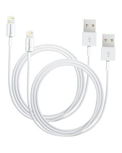 Gigastone 3 Ft. White USB-A to Lightning Charging & Sync Cable (2-Pack)