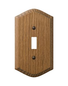 Amerelle Country 1-Gang Solid Oak Toggle Switch Wall Plate, Medium Oak