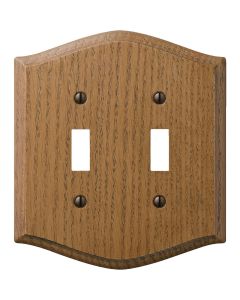 Amerelle Country 2-Gang Solid Oak Toggle Switch Wall Plate, Medium Oak