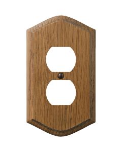 Amerelle 1-Gang Solid Oak Country Outlet Wall Plate, Medium Oak