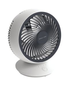 Denali Aire 6 In. 3-Speed White USB Rechargeable Oscillating Table Fan