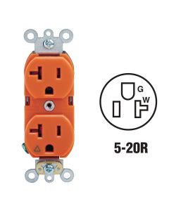 Leviton 20A Orange Isolated Grounding 5-20R Duplex Outlet