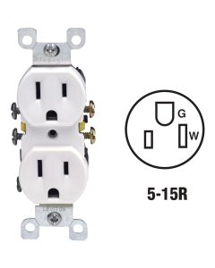 Leviton 15A White Shallow Grounded 5-15R Duplex Outlet
