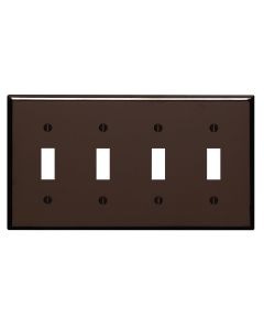Leviton 4-Gang Plastic Toggle Switch Wall Plate, Brown