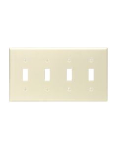 Leviton 4-Gang Plastic Toggle Switch Wall Plate, Ivory