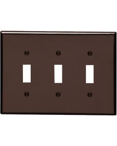 Leviton 3-Gang Smooth Plastic Mid-Way Toggle Switch Wall Plate, Brown