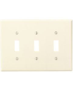 Leviton 3-Gang Smooth Plastic Mid-Way Toggle Switch Wall Plate, Ivory