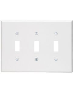 Leviton 3-Gang Smooth Plastic Mid-Way Toggle Switch Wall Plate, White