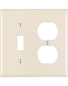 Leviton 2-Gang Plastic Single Toggle/Duplex Outlet Wall Plate, Light Almond