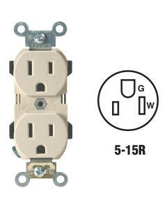 Leviton 15A Ivory Industrial Grade 5-15R Duplex Outlet