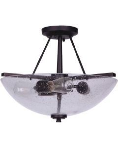 Home Impressions 15 In. Oil Rubbed Bronze Semi-Flush Mount Ceiling Light Fixture, Seeded Glass