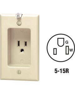 Leviton 15A Ivory Residential Grade 5-15R Single Clock Outlet