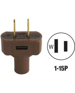 Do it 15A 125V 2-Wire 2-Pole Vinyl Cord Plug, Brown