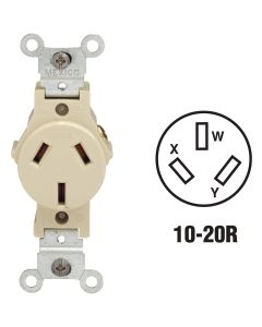 Leviton 20A Ivory Commercial Grade 10-20R Non-Grounding Single Outlet