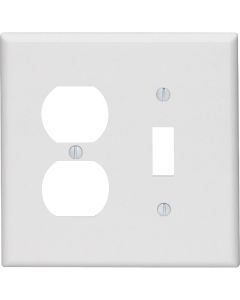 Leviton Mid-Way 2-Gang Thermoset Single Toggle/Duplex Outlet Wall Plate, White