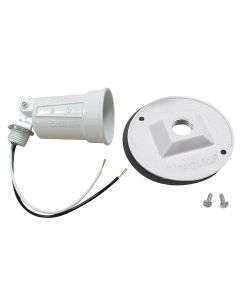 Bell White 150W Die-Cast Metal Round Weatherproof Single Outdoor Lampholder with Cover