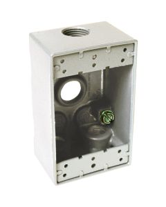 Hubbell Single Gang 1/2 In. 4-Outlet White Aluminum Weatherproof Outdoor Outlet Box