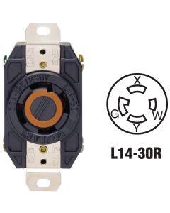 Leviton 30A 125V/250V Black Industrial Grade L14-30R Locking Outlet Receptacle