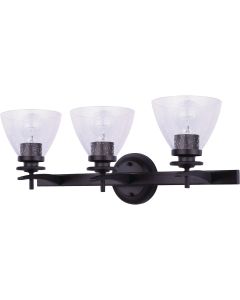 Home Impressions 3-Bulb Oil Rubbed Bronze Vanity Bath Light Fixture, Seeded Glass