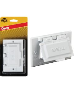 Bell Single Gang Horizontal GFCI Aluminum White Weatherproof Outdoor Electrical Cover