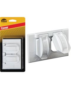 Bell Horizontal Duplex Aluminum White Weatherproof Outdoor Outlet Cover