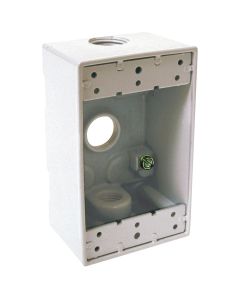 Bell Single Gang 1/2 In. 3-Outlet White Aluminum Weatherproof Outdoor Outlet Box