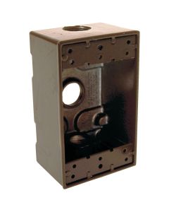 Bell Single Gang 1/2 In. 3-Outlet Bronze Aluminum Weatherproof Outdoor Outlet Box