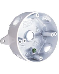 Bell 4 In. 5-Outlet 1/2 In. White Weatherproof Outdoor Round Box
