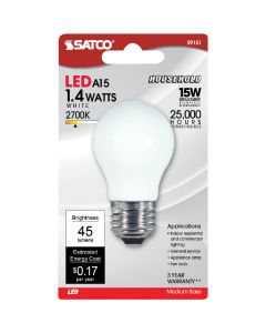 Satco 15W Equivalent Soft White A15 Medium LED Decorative Fan Light Bulb