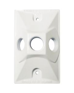 Southwire Single Gang Weatherproof 3-Hole White Rectangular Cover