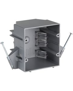 2-Gang PVC Molded New Work Wall Electrical Box, 32 Cu. In.