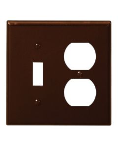 Leviton 2-Gang Plastic Single Toggle/Duplex Outlet Wall Plate, Brown