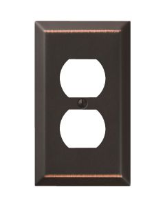 Amerelle 1-Gang Stamped Steel Outlet Wall Plate, Aged Bronze