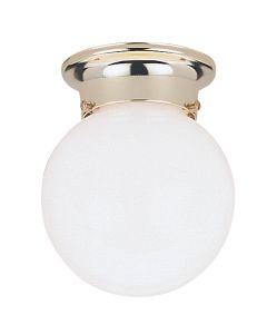 Home Impressions 6 In. Polished Brass Incandescent Flush Mount Ceiling Light Fixture