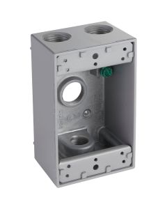 Bell Single Gang 1/2 In. 4-Outlet Gray Aluminum Weatherproof Electrical Outdoor Outlet Box
