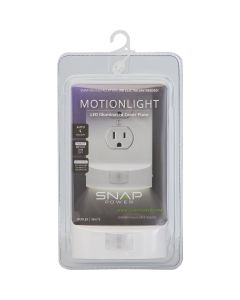 SnapPower MotionLight 1-Gang Duplex Outlet Wall Plate, White