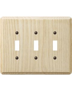 Amerelle 3-Gang Solid Ash Toggle Switch Wall Plate, Unfinished Ash