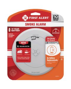 First Alert 10-Year Battery Photoelectric Smoke Alarm with Slim Profile