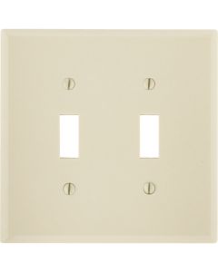 Leviton 2-Gang Smooth Plastic Mid-Way Toggle Switch Wall Plate, Ivory