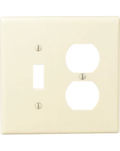 Leviton Mid-Way 2-Gang Thermoset Single Toggle/Duplex Outlet Wall Plate, Ivory